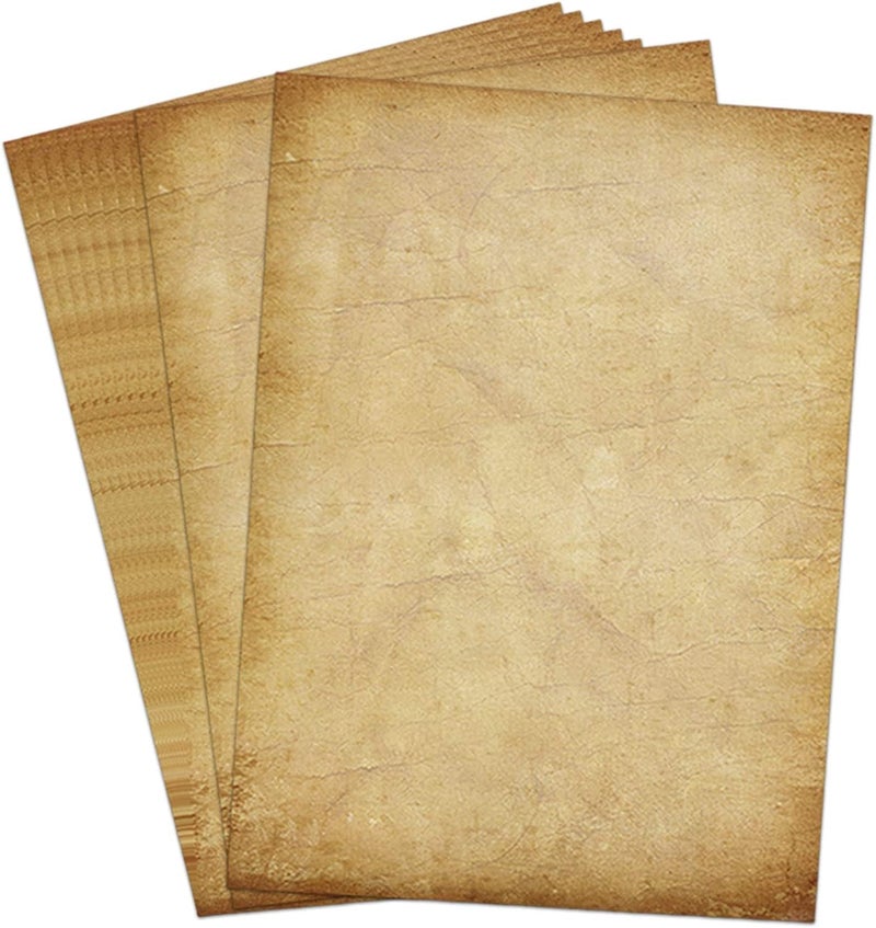 Kidepoch 48 Pack Antique Vintage Stationary Paper, 8.5"x 11" Parchment Paper for Writing and Printing, Double Sided Antique Old Aged Scrapbook for Journal, Calligraphy, Invitations and Certifications - Image 1